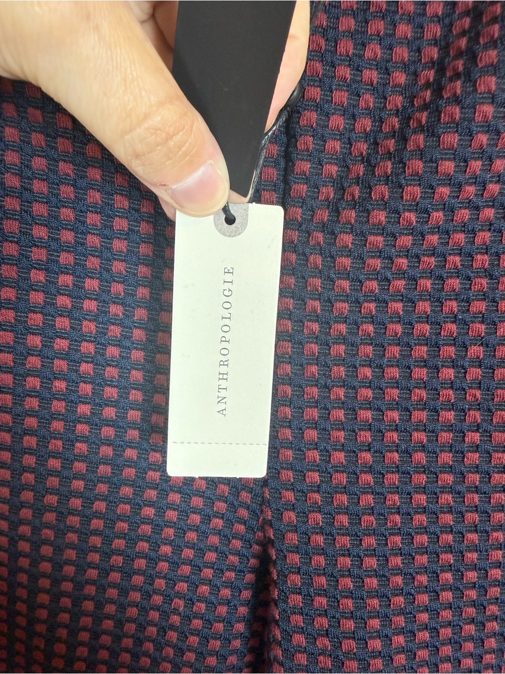 NWT Anthropologie The Essential Crop Flare Pants Wine Red Blue Geometric M - Picture 6 of 10